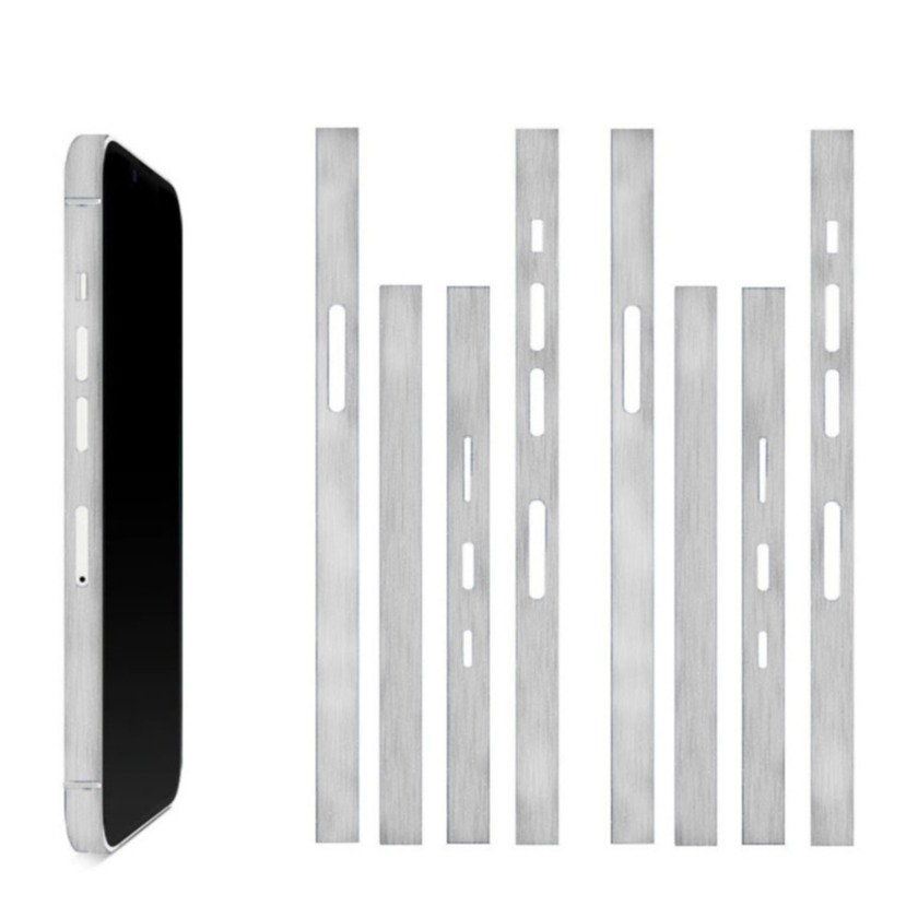 Image of (8-tlg. Set) iPhone 13 Pro Max Skin Sticker Mittelrahmen PVC Klebefolie (8x Rahmen) - Silber bei Apfelkiste.ch