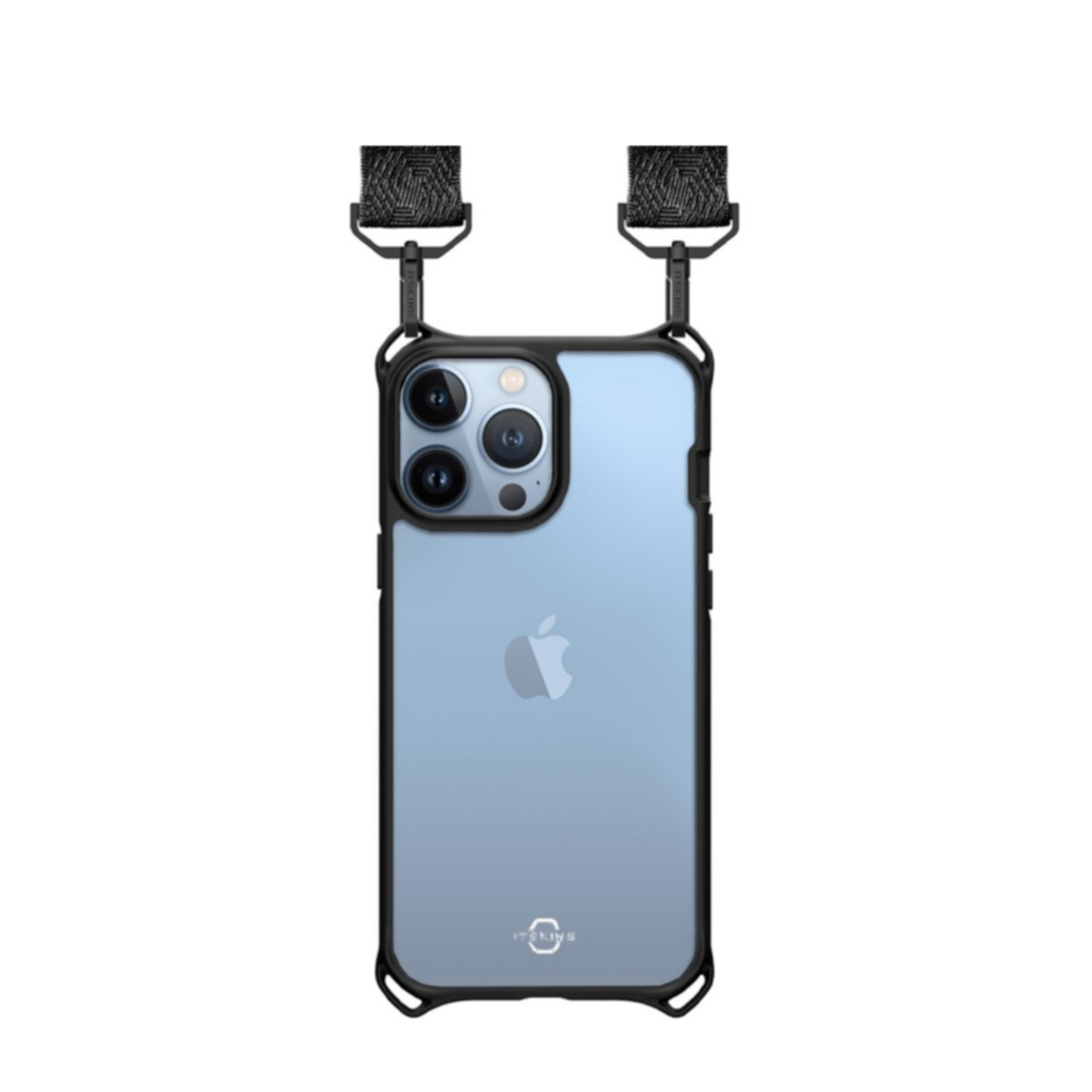 Image of ITSkins - iPhone 13 Pro Hybrid Sling Antimikrobielle Necklace Kordel Breit Schutz Hardcase Hülle (Fallschutz 3 Meter) - Schwarz / Transparent bei Apfelkiste.ch