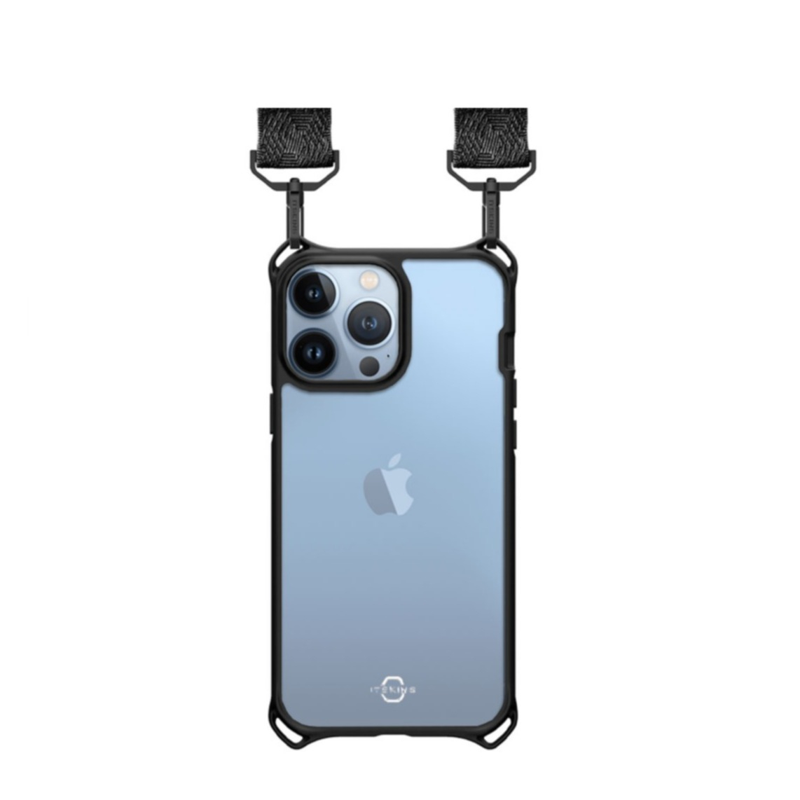 Image of ITSkins - iPhone 13 Pro Max / 12 Pro Max Hybrid Sling Antimikrobielle Necklace Kordel Breit Schutz Hülle (Fallschutz 3 Meter) - Schwarz / Transparent bei Apfelkiste.ch