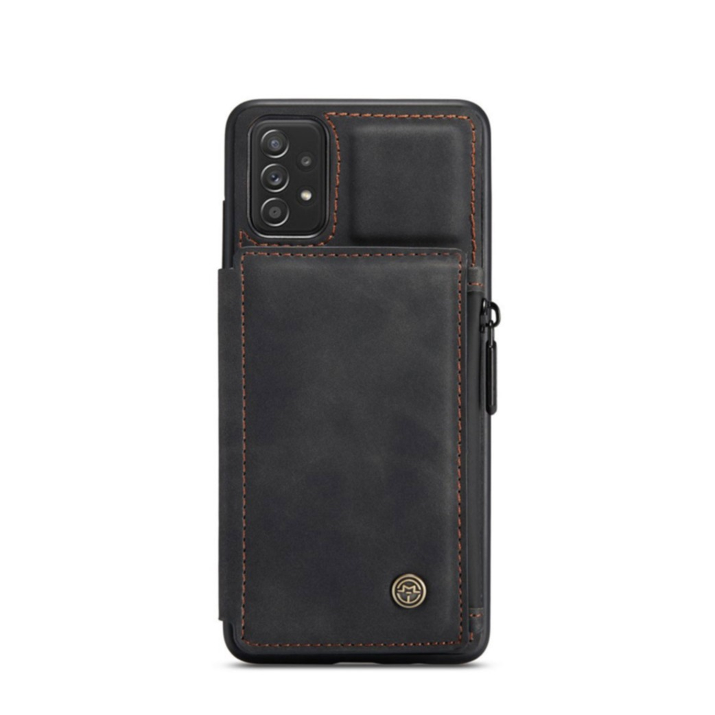 Image of Caseme - Samsung Galaxy A52s 5G / A52 (5G) Leder Schutzhülle mit Münzbeutel + 3 Kartenfächern - Schwarz bei Apfelkiste.ch