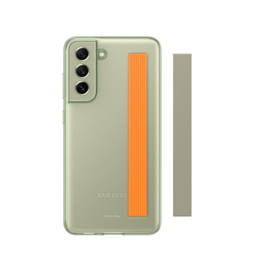 Image of Samsung - Galaxy S21 FE 5G Hybrid Hardcase Slim Strap Cover Hülle + 2 Riemen (EF-XG990CMEGWW) - Grün / Transparent bei Apfelkiste.ch