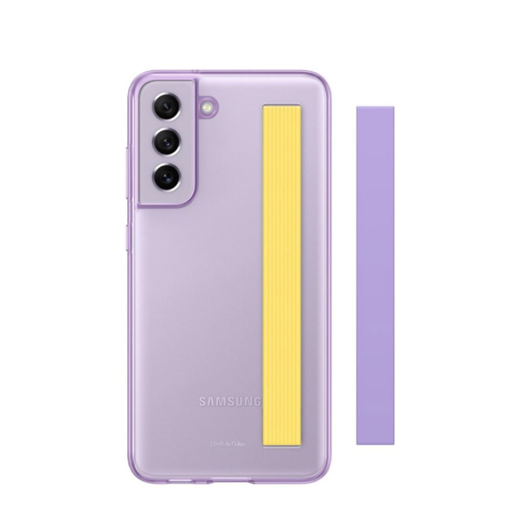 Image of Samsung - Galaxy S21 FE 5G Hybrid Hardcase Slim Strap Cover Hülle + 2 Riemen (EF-XG990CVEGWW) - Lila / Transparent bei Apfelkiste.ch