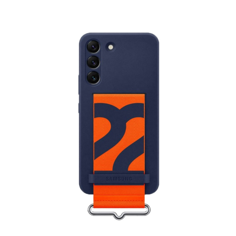 Image of Samsung - Galaxy S22 5G Silikon Strap Cover Hülle mit Riemen (EF-GS901TNEGWW) - Blau / Orange bei Apfelkiste.ch