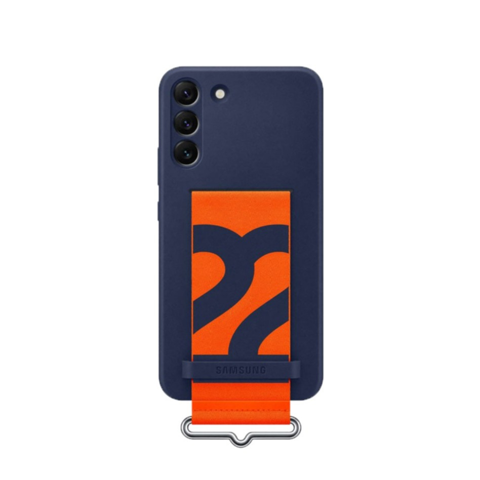 Image of Samsung - Galaxy S22+ Plus 5G Silikon Strap Cover Hülle mit Riemen (EF-GS906TNEGWW) - Blau / Orange bei Apfelkiste.ch