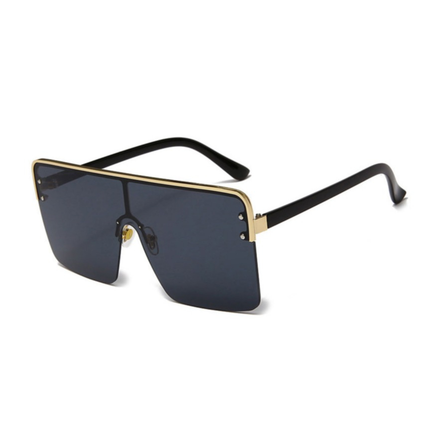 Image of UV400 Sonnenbrille Retro Mono für Männer + Frauen - Schwarz / Gold (Eckig) bei Apfelkiste.ch