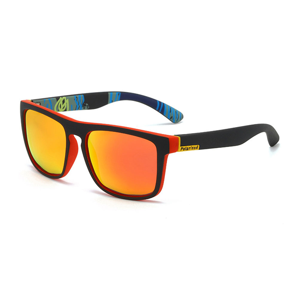 Image of UV400 Polarisierte Sonnenbrille Sport Look für Männer - Orange / Schwarz (Eckig) bei Apfelkiste.ch