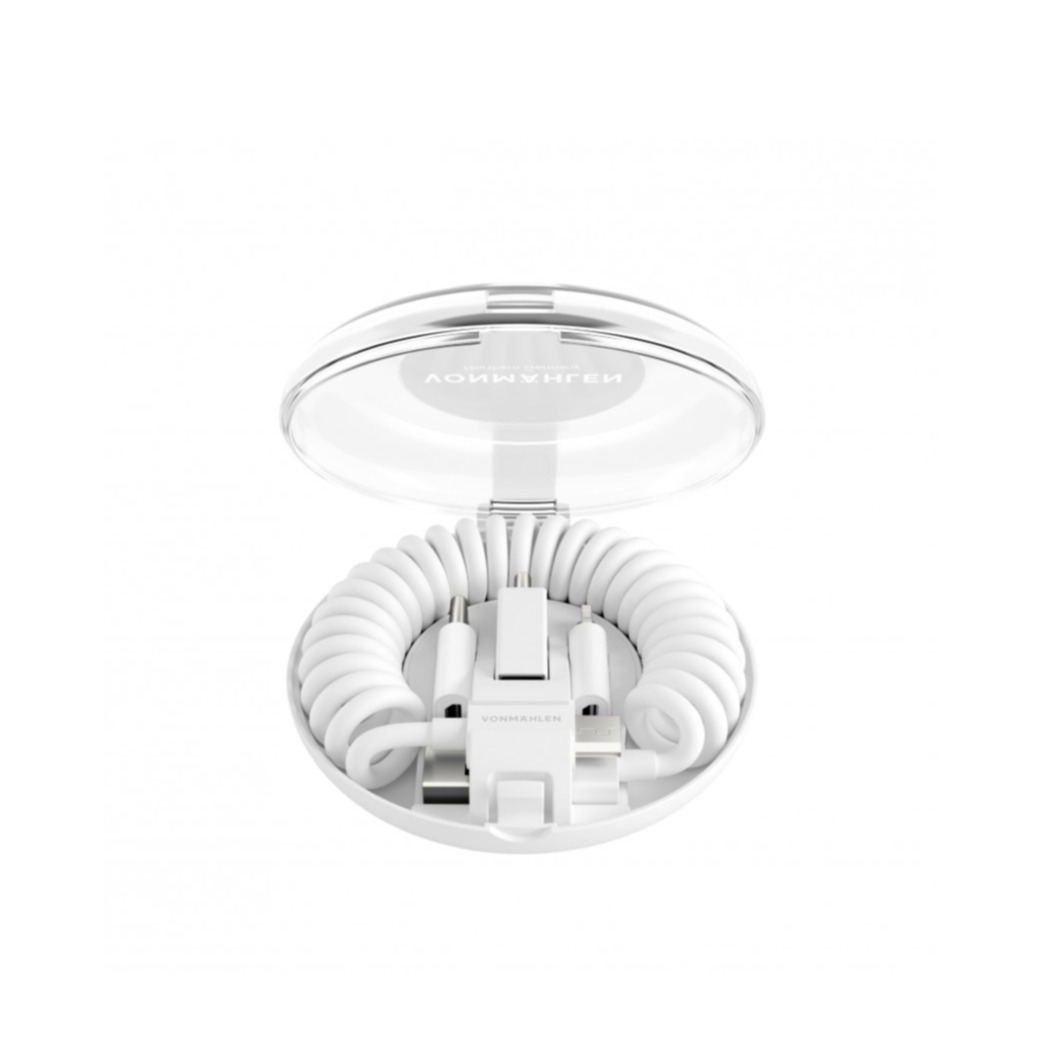 Image of Vonmählen - Allroundo® (50cm) 6in1 Micro USB / USB A Ladekabel Spiralkabel mit Dual USB C / Apple Lightning (AMA00002) - Weiss bei Apfelkiste.ch
