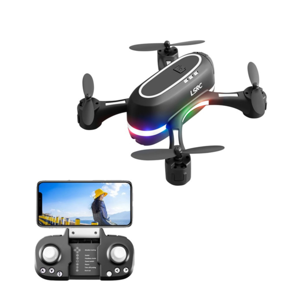 Image of WiFi Mini LED RC Quadrocopter Drohne Dual LSRC 720P HD Kamera Video Live-Übertragung + Fernbedienung - Schwarz bei Apfelkiste.ch