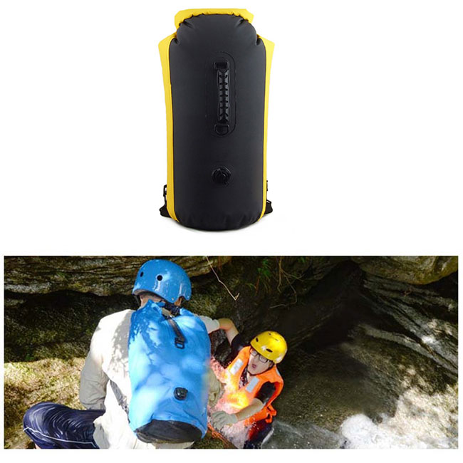 Image of (35L) Wasserfeste Tasche Beutel Dry Bag Packsack Schwimmsack - Schwarz / Gelb bei Apfelkiste.ch