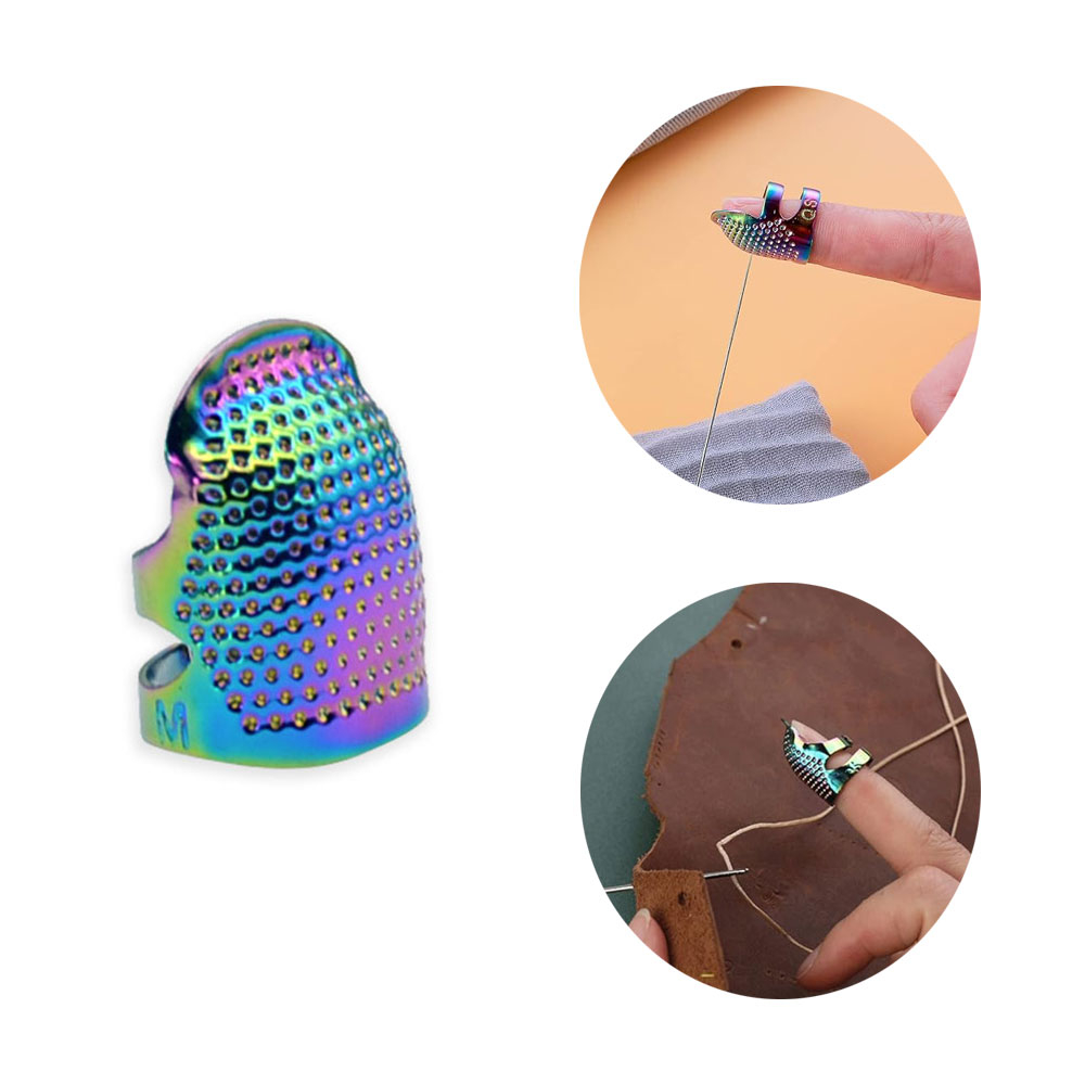 SECBOO Näh-Fingerhut-Set, 8-teilig – Metall & Leder, Verstellbar Für Handnähen & Quilten