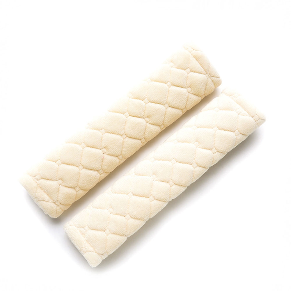 (2er Set) Weiche Auto Gurtpolster Schulterpolster für den Sicherheitsgurt - Crème (Beige)