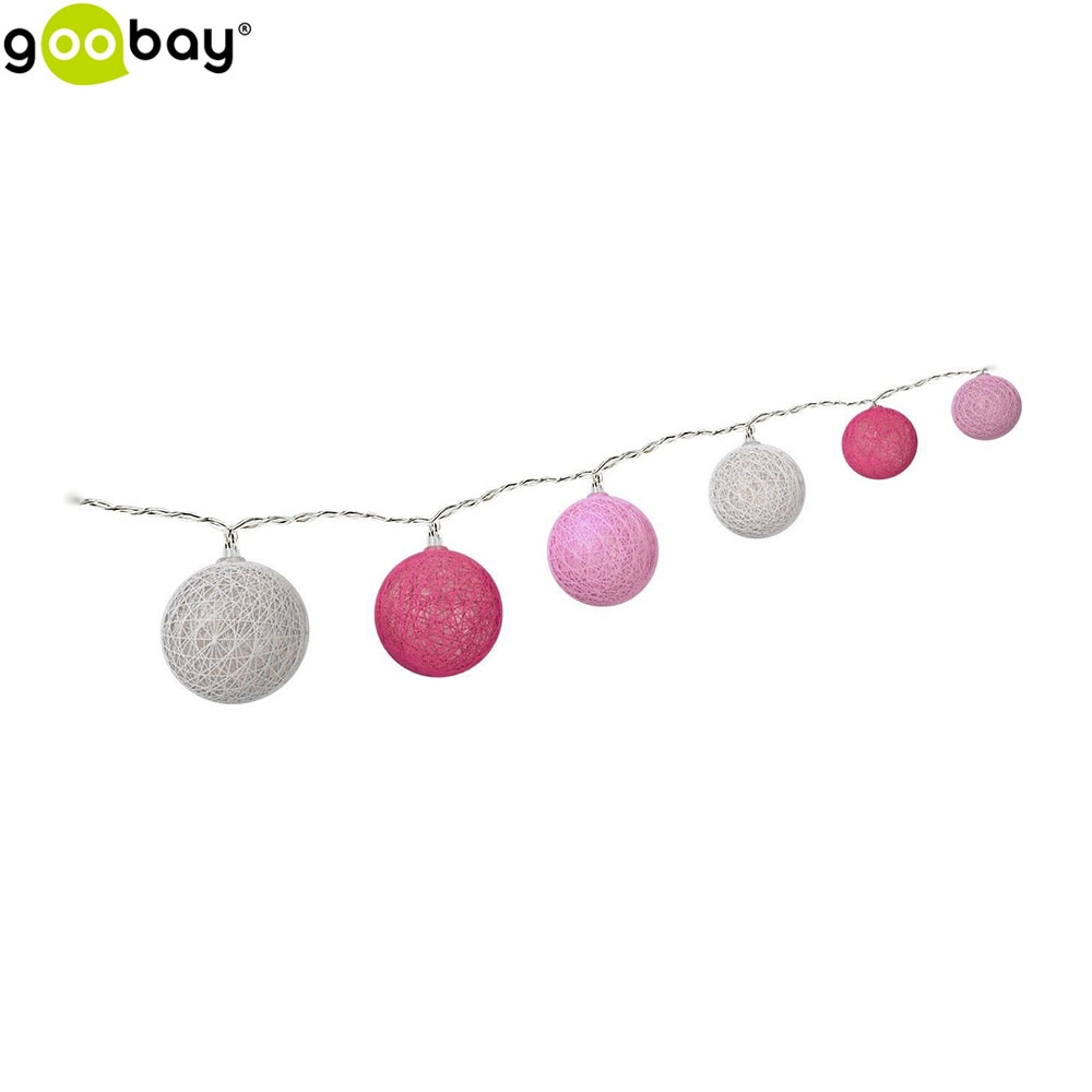 (10er Set) LED Baumwoll Kugel Lichterkette 1.65m Cotton Ball- Bunt