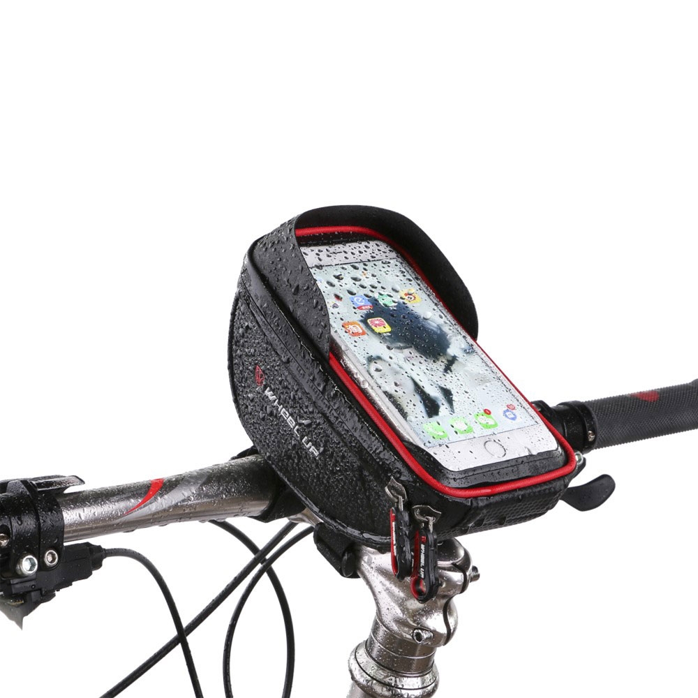 Image of WheelUp - Universal Fahrrad Velo Smartphone Tasche für die Lenkstange (6.5") - Schwarz / Rot bei Apfelkiste.ch