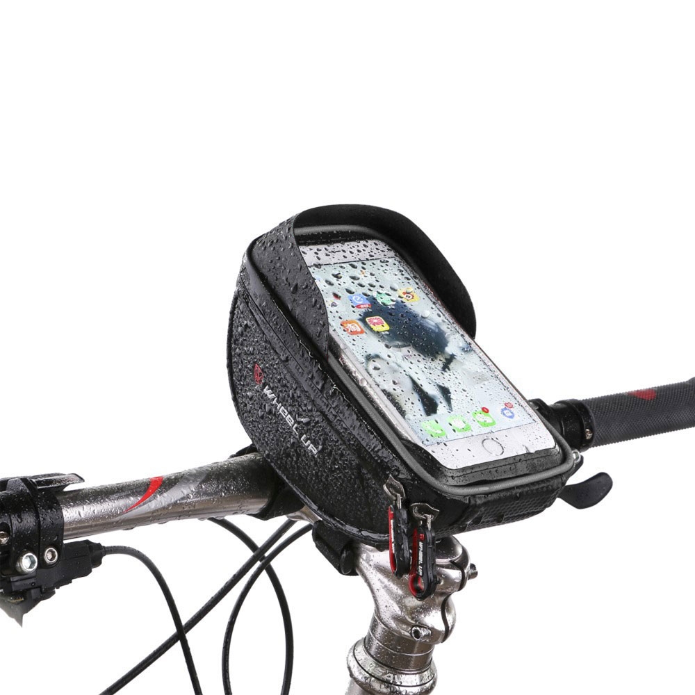 Image of WheelUp - Universal Fahrrad Velo Smartphone Tasche für die Lenkstange (6.5") - Schwarz bei Apfelkiste.ch