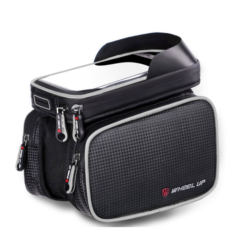 Image of WheelUp - Universal Fahrrad Velo Smartphone Tasche für den Fahrrad Rahmen (6.5") - Schwarz / Grau bei Apfelkiste.ch