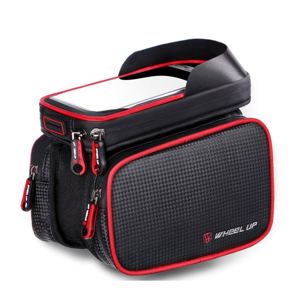 Image of WheelUp - Universal Fahrrad Velo Smartphone Tasche für den Fahrrad Rahmen (6.5") - Schwarz / Rot bei Apfelkiste.ch