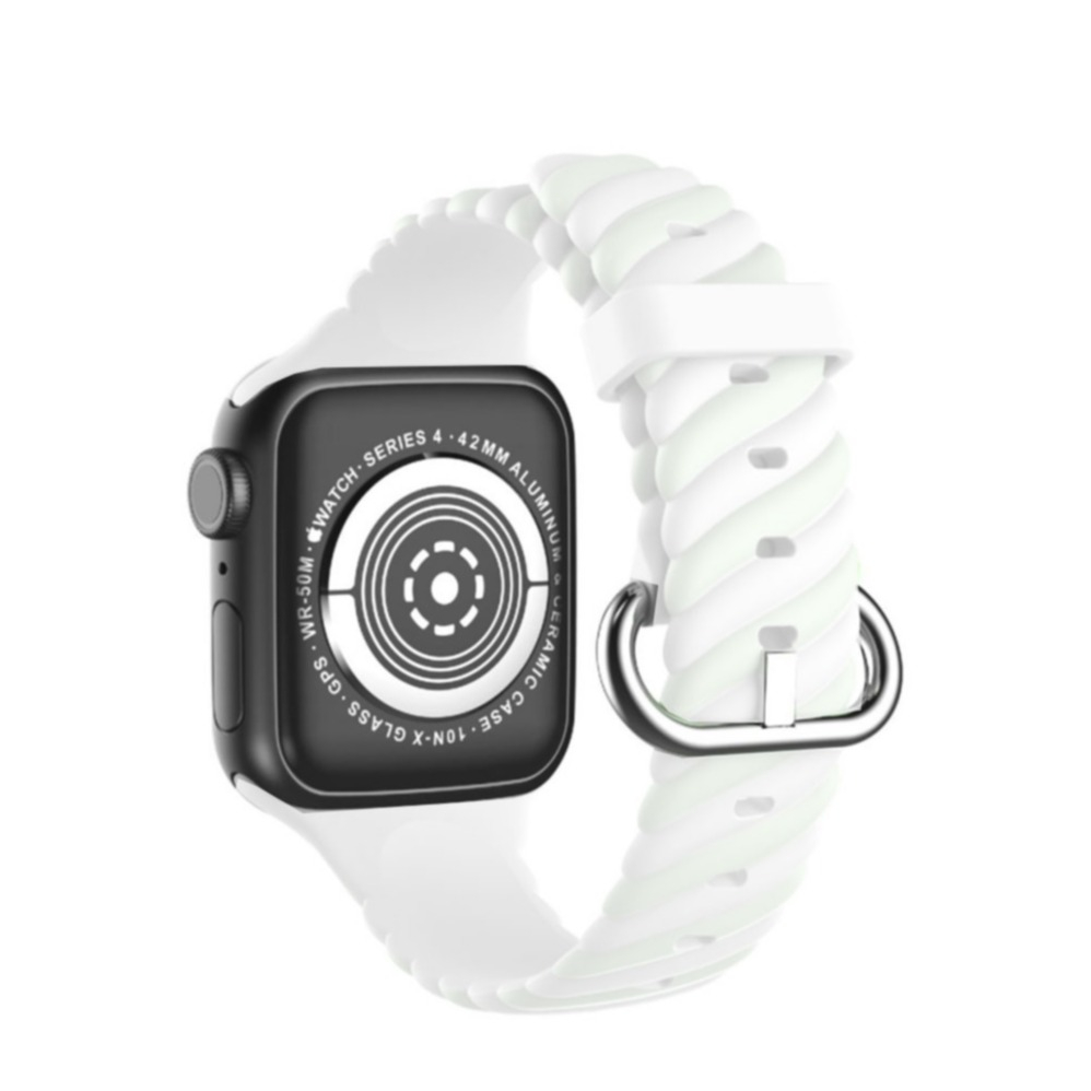Image of (Gr. S) Apple Watch (41/40/38 mm) Silikon Armband Squirl (Gelenkumfang: 152-223mm) - Grün / Weiss bei Apfelkiste.ch