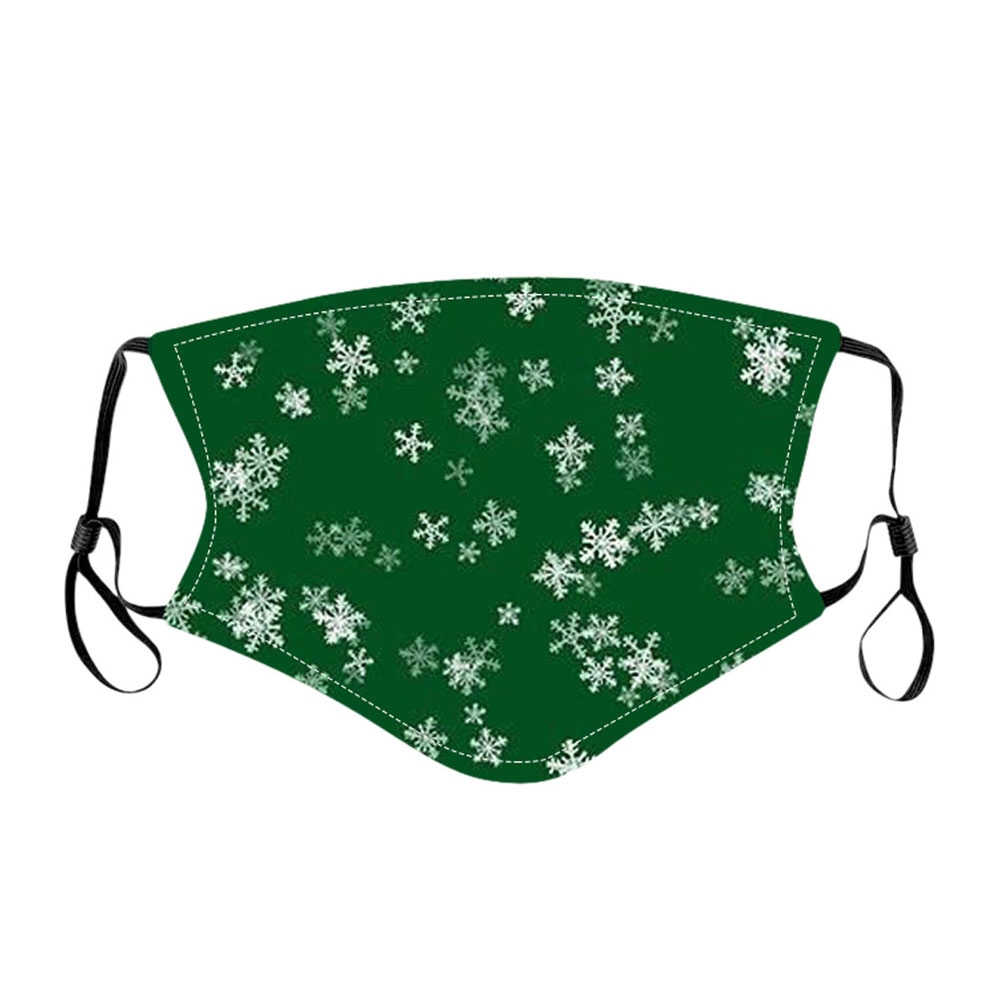 Image of Wiederverwendbare Stoff Mundschutz Hygiene Atemschutzmaske Staubschutzmaske (Grössenverstellbar) - Schneeflocken (Grün) bei Apfelkiste.ch