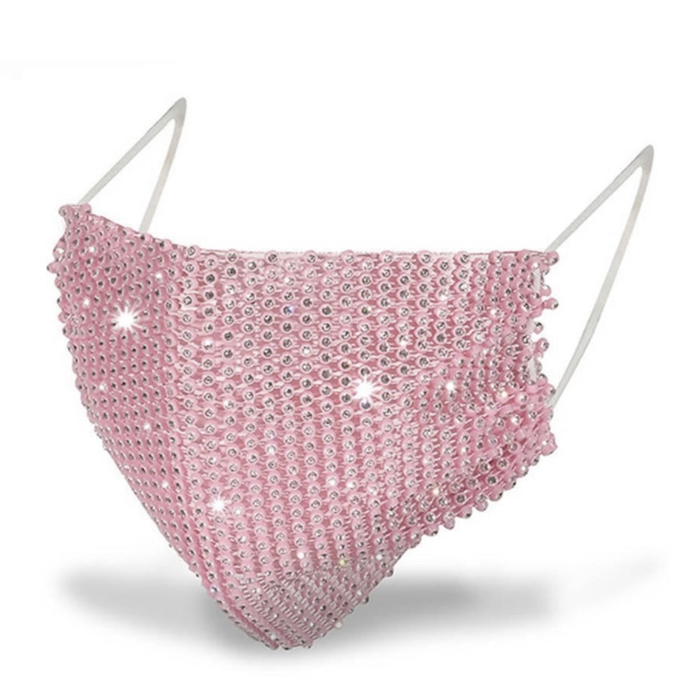 Image of Wiederverwendbarer Überzieher für Hygiene Schutzmasken mit Glitzersteinen - Rosa bei Apfelkiste.ch