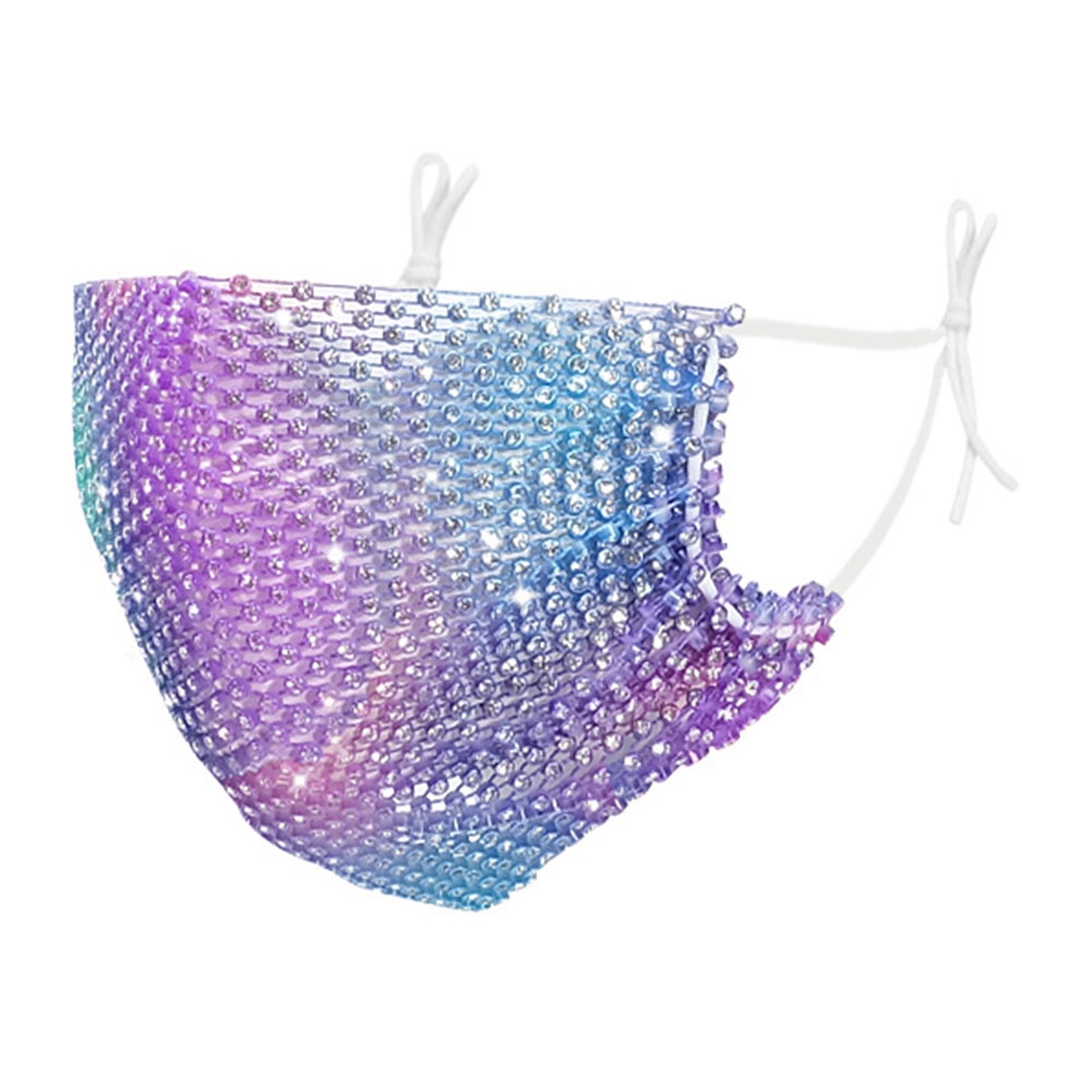 Image of Wiederverwendbarer Überzieher für Hygiene Schutzmasken mit Glitzersteinen - Violett / Blau bei Apfelkiste.ch