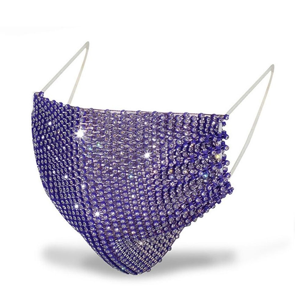 Image of Wiederverwendbarer Überzieher für Hygiene Schutzmasken mit Glitzersteinen - Violett bei Apfelkiste.ch