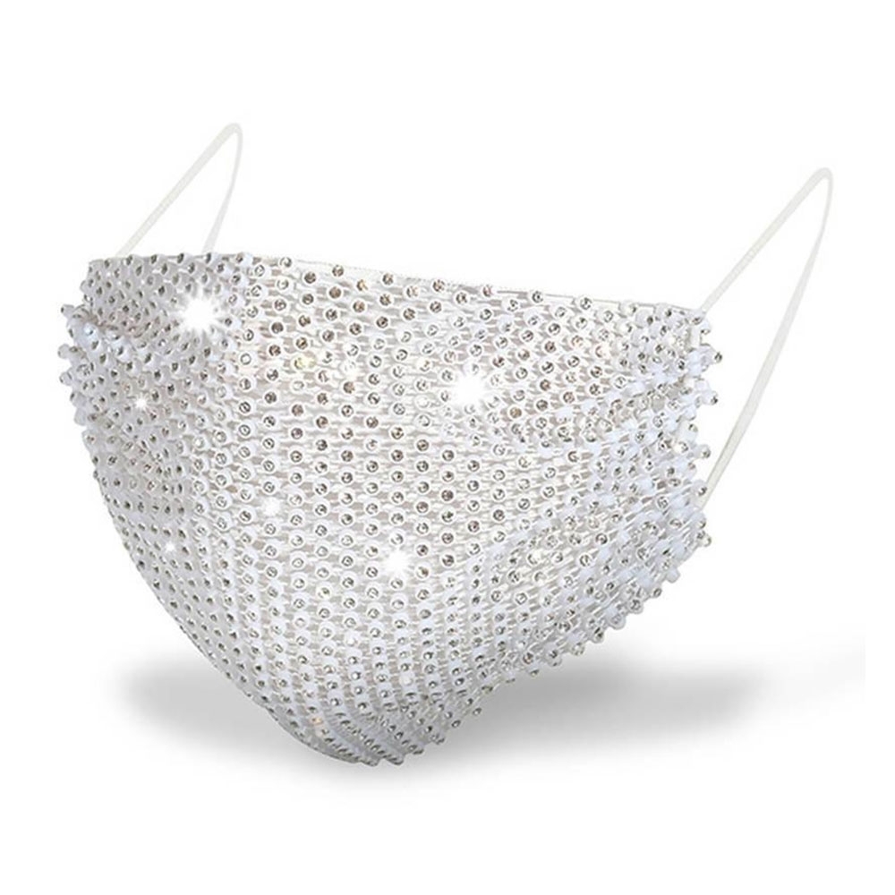 Image of Wiederverwendbarer Überzieher für Hygiene Schutzmasken mit Glitzersteinen - Weiss bei Apfelkiste.ch