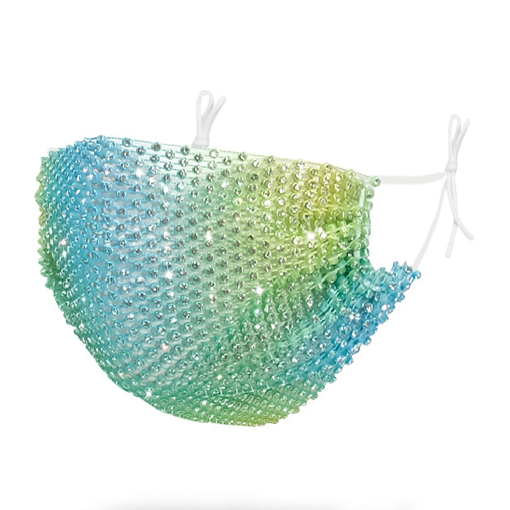 Image of Wiederverwendbarer Überzieher für Hygiene Schutzmasken mit Glitzersteinen - Grün / Gelb bei Apfelkiste.ch