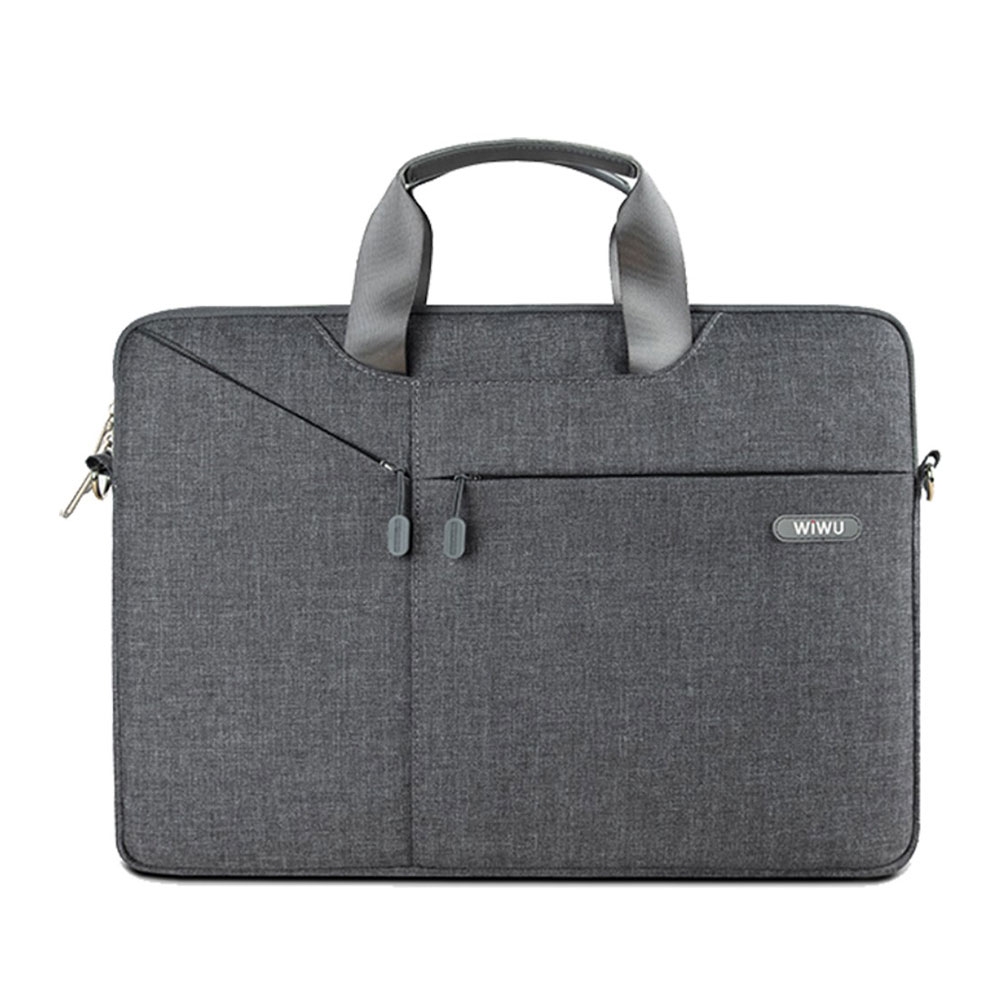 Image of Wiwu - 15.4" / 16" Schultertasche Notebooktasche Spritzwasserfest (MacBook Pro) - Grau bei Apfelkiste.ch