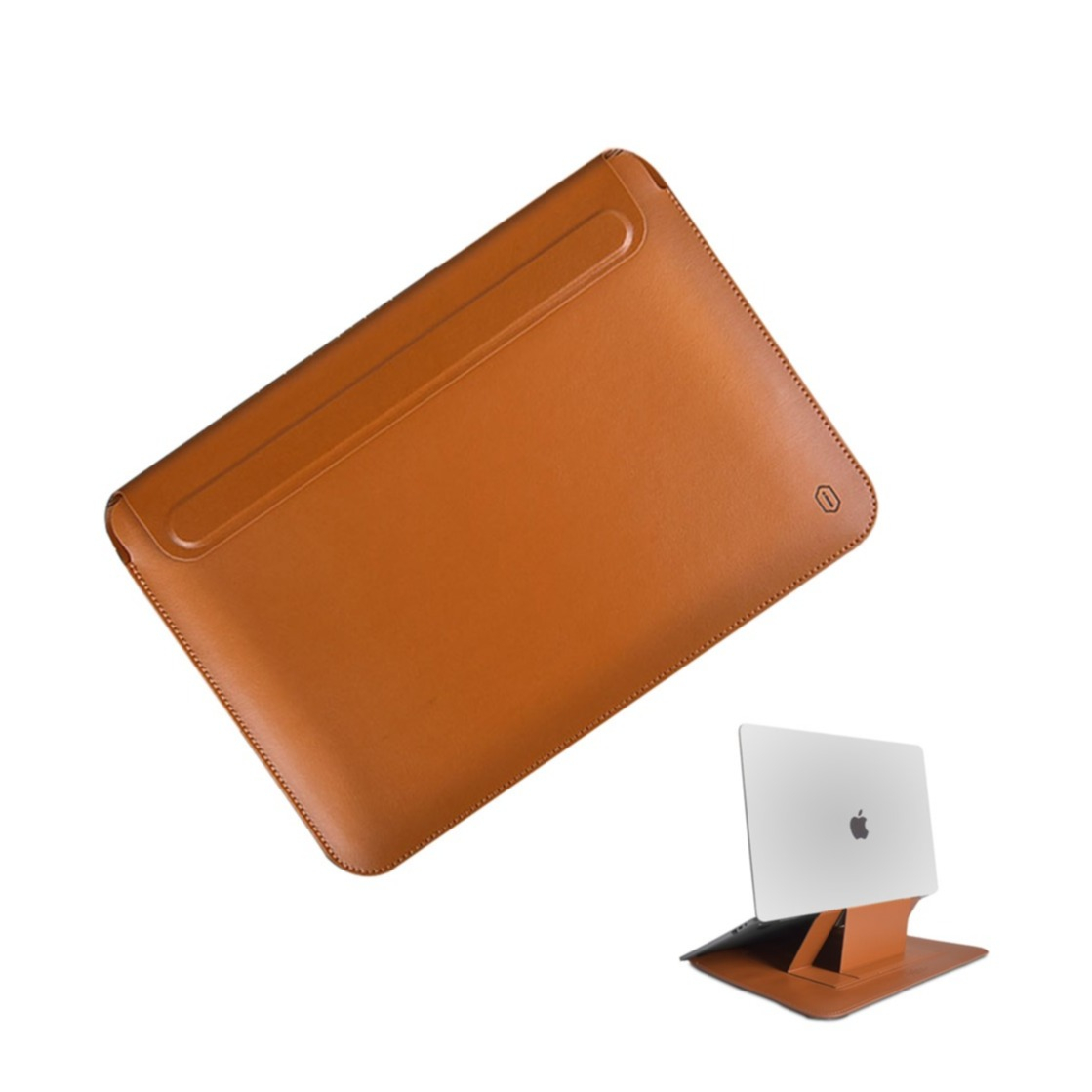Image of Wiwu - MacBook Air 13" (2012/2011) Slim Stand Sleeve Leder Tasche mit Aufstellfunktion - Braun bei Apfelkiste.ch