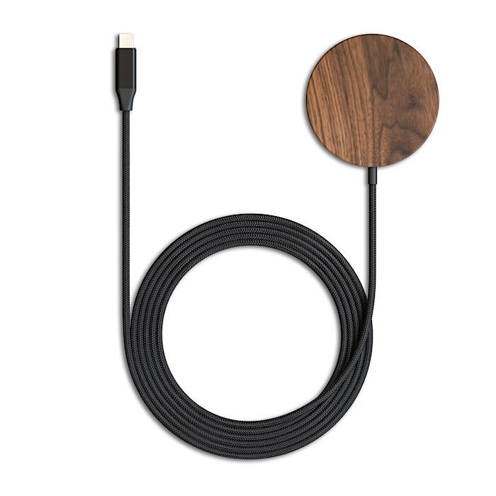 Image of Woodcessories - (1.2m) MagPad 10W Walnuss MagSafe Charger Ladegerät Ab Apple iPhone 12 (eco507) - Dunkelbraun bei Apfelkiste.ch