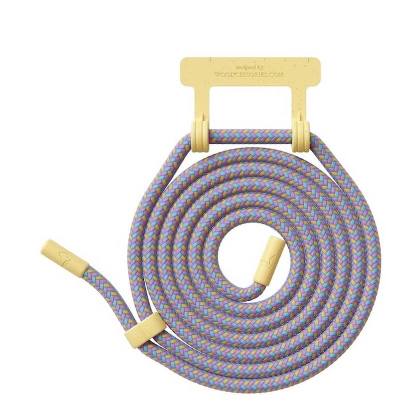 Image of Woodcessories - (150cm) Change Necklace OEKO-TEX® Baumwolle Kordel Handykette (CHA053) - Gelb / Lila bei Apfelkiste.ch