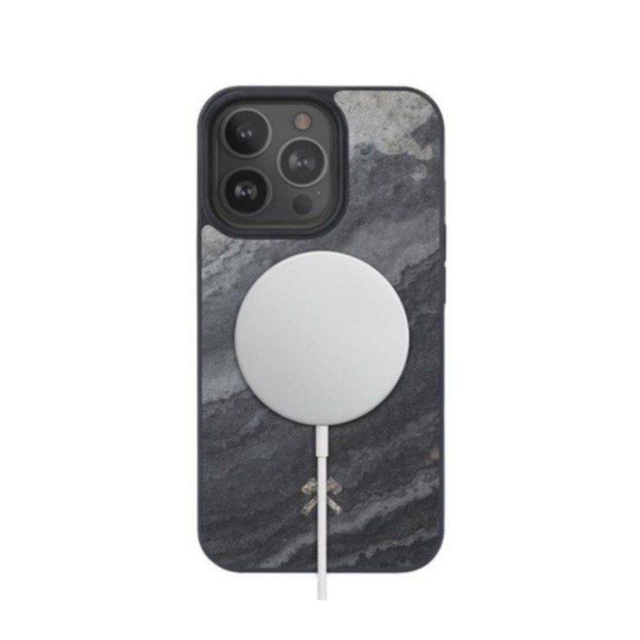 Image of Woodcessories - iPhone 13 Pro Max MagSafe Hülle Stone Edition EcoBump (STO078) - Camo Gray bei Apfelkiste.ch