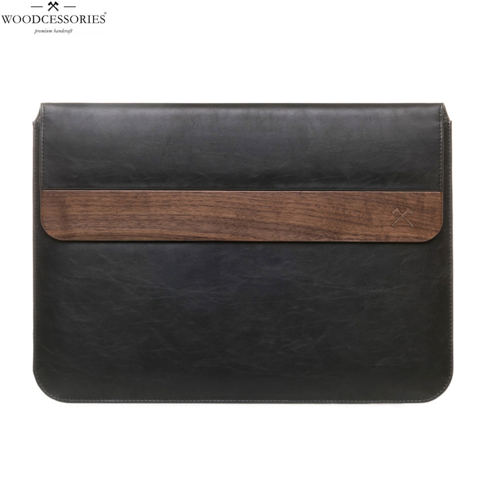 MacBook Pro 16" / MacBook Pro 15" EcoPouch Leder Notebooktasche Schutzhülle Walnuss (ECO243) - Schwarz