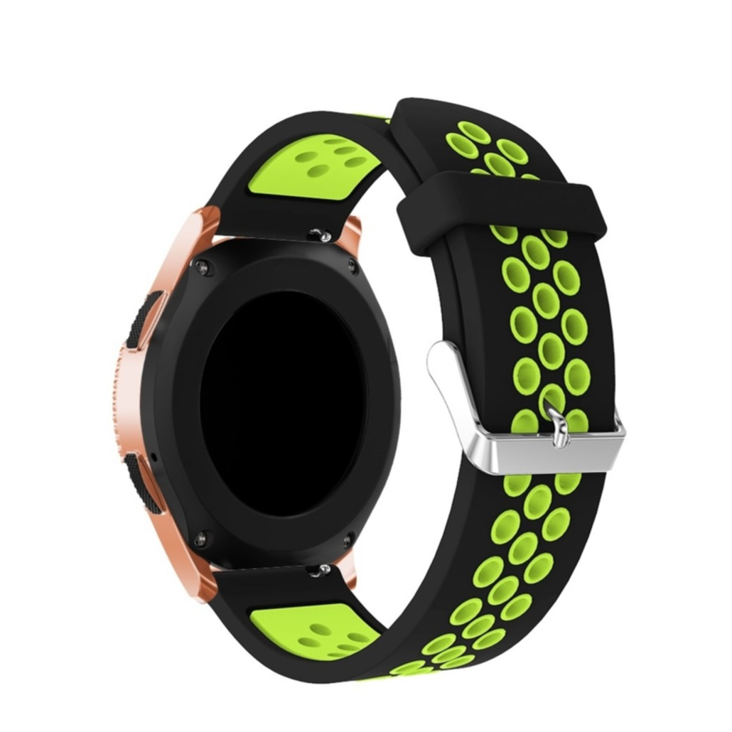 Image of Amazfit GTR 42mm Ersatz Silikon Armband Dual Color Dornschliesse - Schwarz / Grün bei Apfelkiste.ch