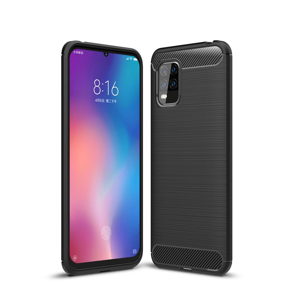 Image of Xiaomi Mi 10 Lite 5G Gummi Case Schutzhülle im Carbon Look - Schwarz bei Apfelkiste.ch
