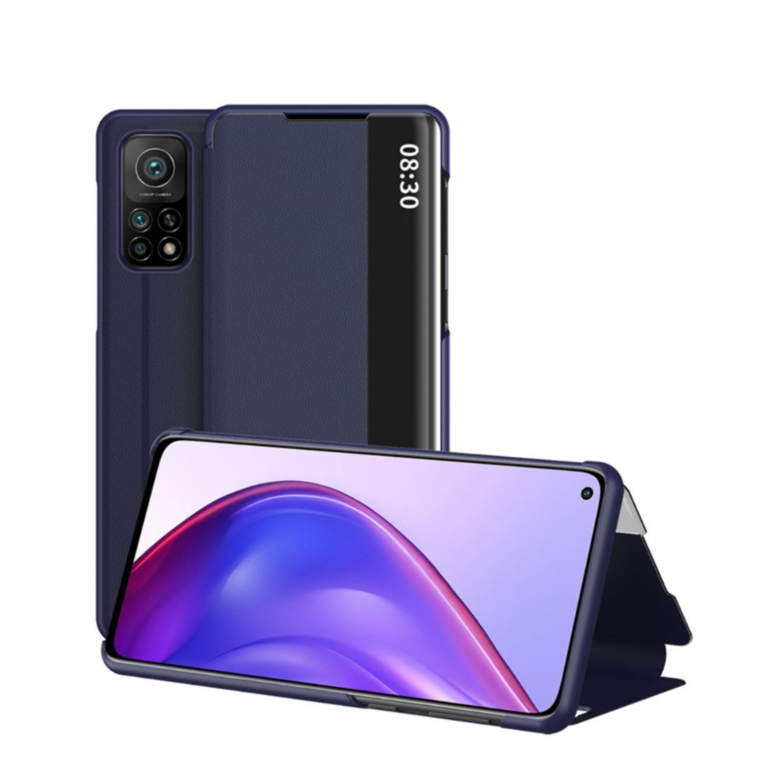 Image of Xiaomi Mi 10T Pro 5G / Mi 10T 5G Leder Hülle Slim Window View Flip Case - Dunkelblau bei Apfelkiste.ch