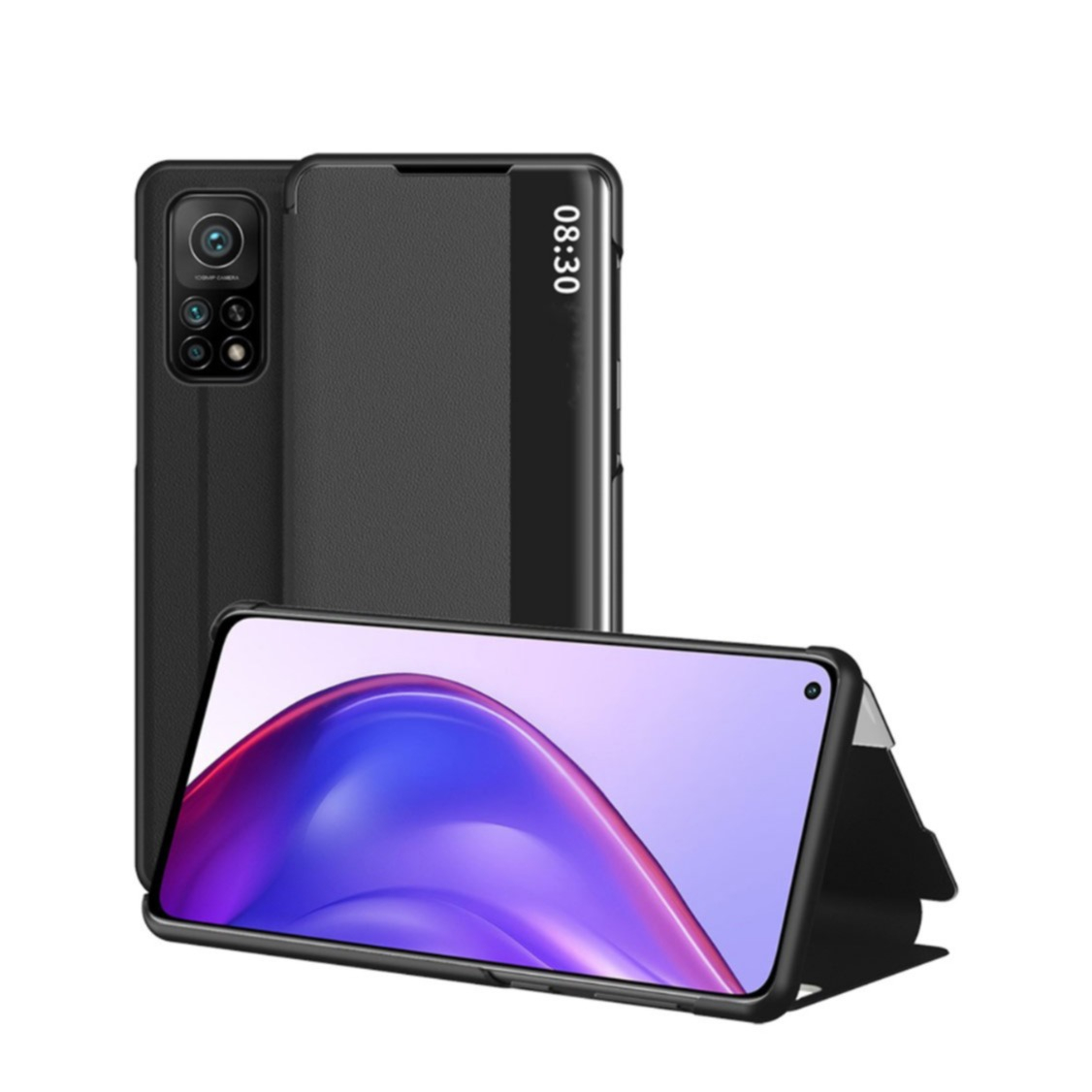 Image of Xiaomi Mi 10T Pro 5G / Mi 10T 5G Leder Hülle Slim Window View Flip Case - Schwarz bei Apfelkiste.ch