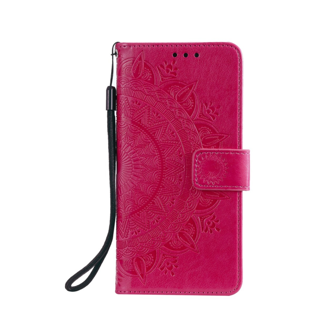 Image of Xiaomi Mi 10T Pro 5G / Mi 10T 5G Leder Tasche Wallet - Mandala Flowers - Rot / Pink bei Apfelkiste.ch