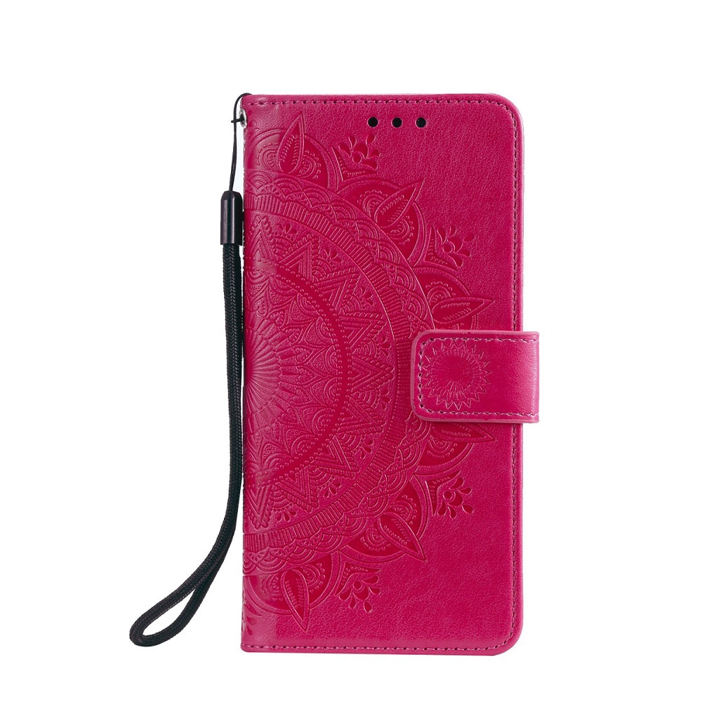 Image of Xiaomi Mi 11 Leder Tasche Wallet - Mandala Flowers - Rot / Pink bei Apfelkiste.ch
