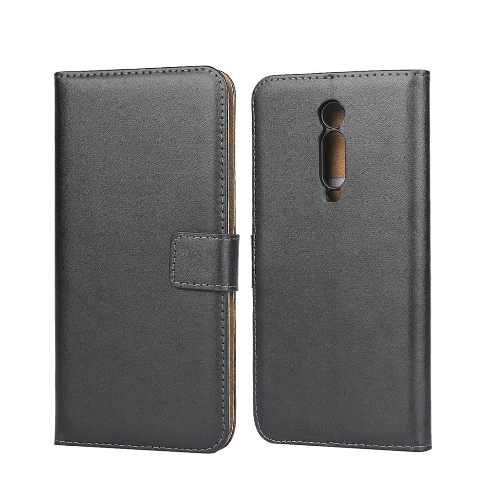 Image of Xiaomi Mi 9T Pro / Mi 9T Echtleder Tasche Flip Cover Etui - Schwarz bei Apfelkiste.ch