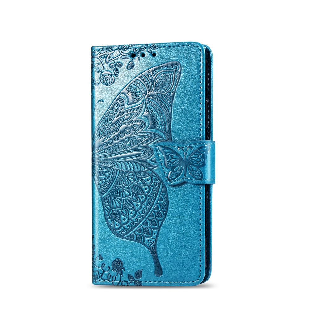 Xiaomi Mi 9T Pro / Mi 9T Leder Tasche Flip Cover Schmetterlinge Imprint - Blau