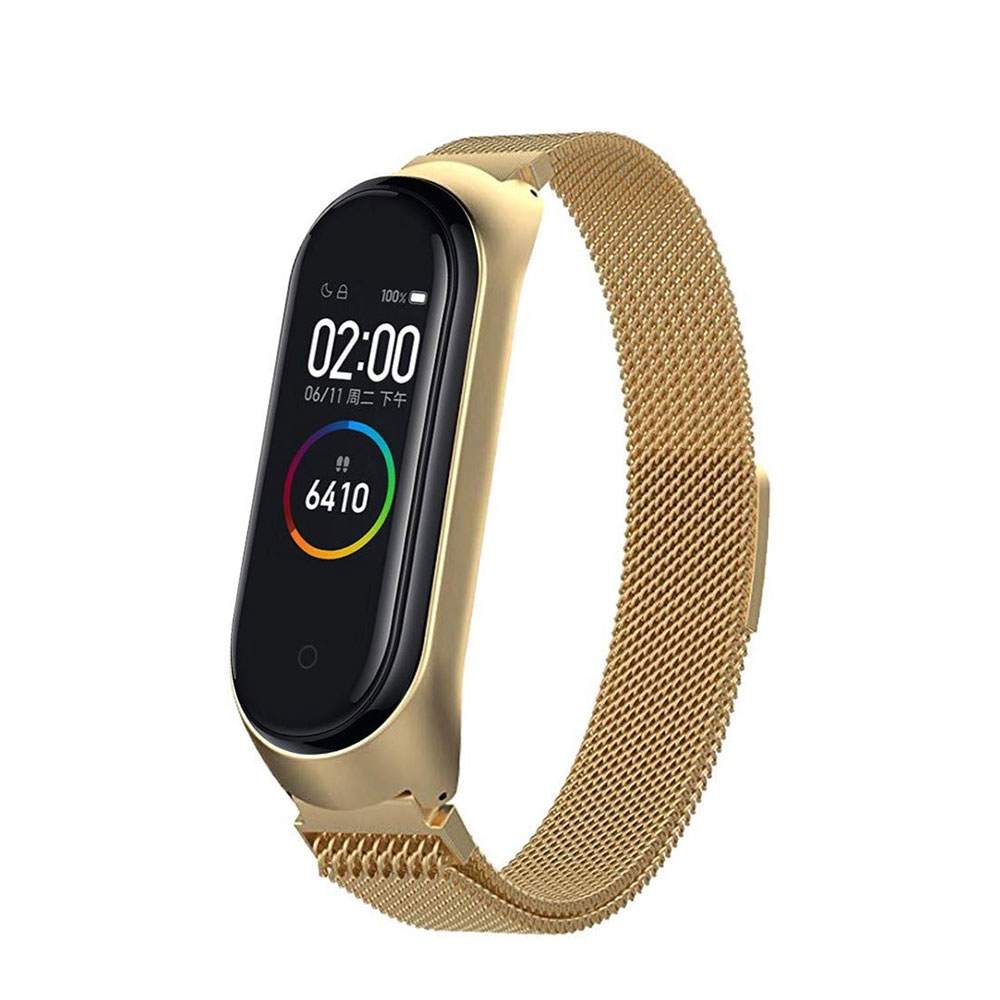 2in1 Xiaomi Mi Band 4 Edelstahl Armband Milanaise + Bumper Case (Gr. L) - Gold