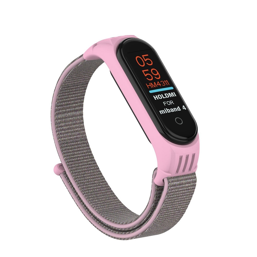 Image of (Gr. XS) Xiaomi Mi Band 4 / Mi Band 3 Nylon Klettverschluss Armband (Gelenkumfang 140 - 230mm) - Rosa / Grau bei Apfelkiste.ch