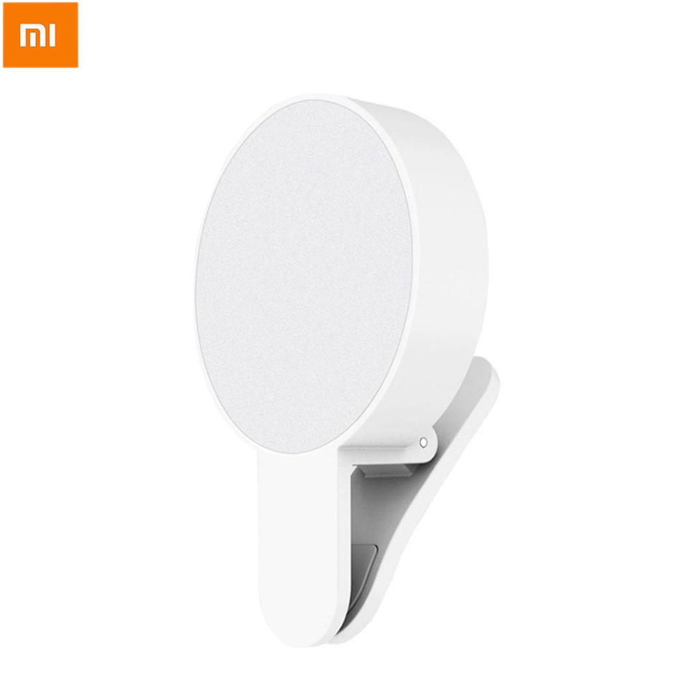 Mini LED Lampe Licht + Clip Halter für Smartphone / Tablet - Weiss