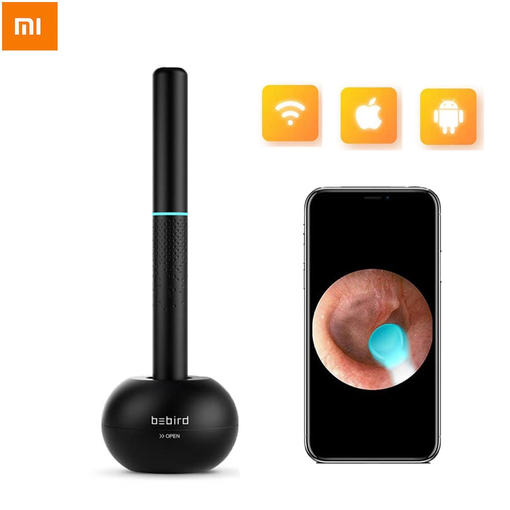 Ohrenschmalz Entferner 2.4GHz WiFi 1080P HD Kamera 3.5mm Otoskop LED Ohr Endoskop für iOS / Android - Schwarz