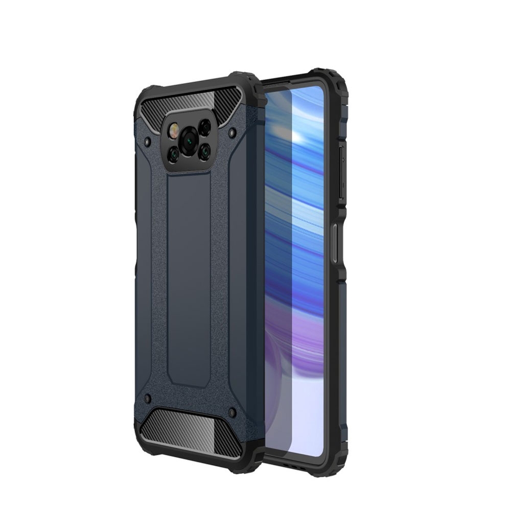 Image of Xiaomi Poco X3 / Poco X3 NFC / Poco X3 Pro Outdoor Hybrid Hardcase Hülle - Dunkelblau / Schwarz bei Apfelkiste.ch