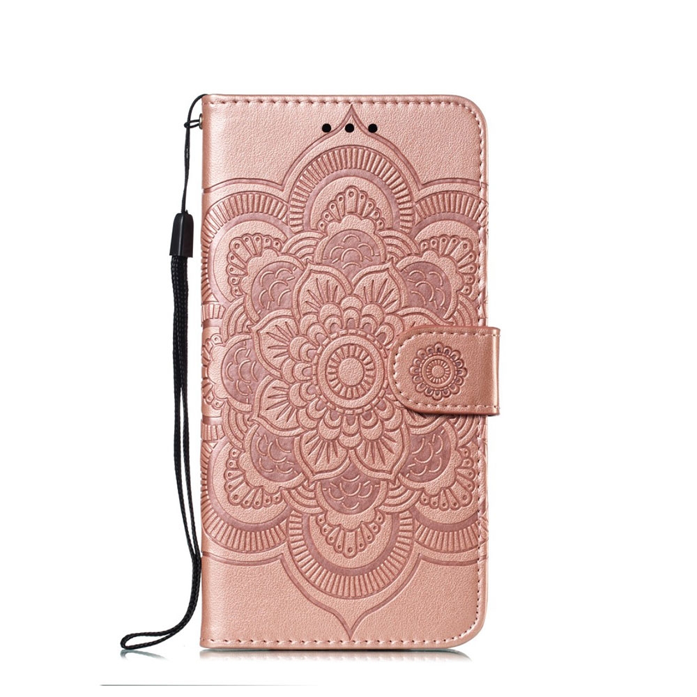 Xiaomi Redmi Note 7 Leder Tasche Wallet - Mandala Flowers - Roségold