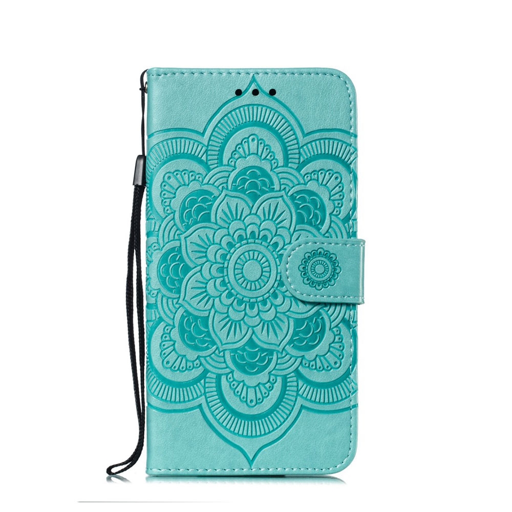 Xiaomi Redmi Note 7 Leder Tasche Wallet - Mandala Flowers - Türkis