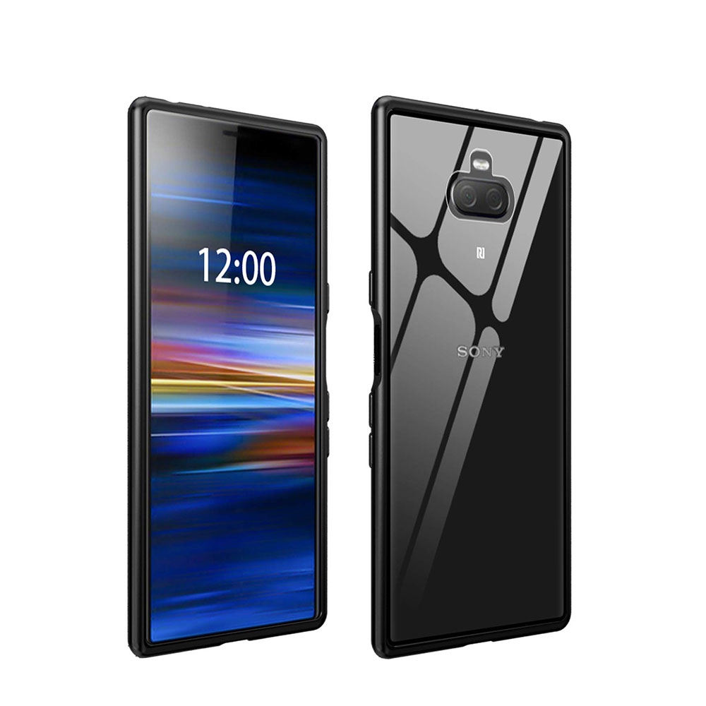 Image of Sony Xperia 10 Plus Metall Bumper Case Schutz Hülle mit Panzer Glas Backcover - Schwarz bei Apfelkiste.ch