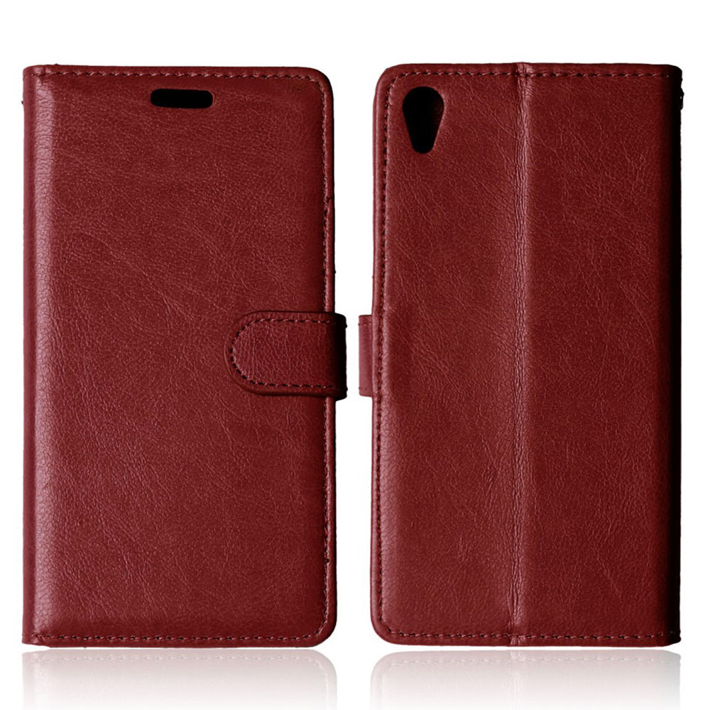 Sony Xperia Z5 Leder Tasche Flip Cover mit Kartenfächer - Braun